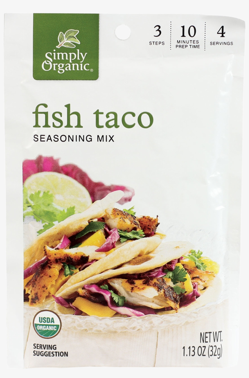 High Res - Simply Organic Seasoning Mix - Fish Taco - Pack, transparent png #6363447