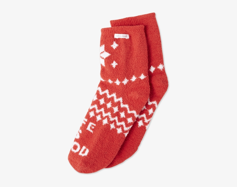Snowflake Pattern Plush Snuggle Sock - Life Is Good Women's Snowflake Pattern Plush Snuggle, transparent png #6366984