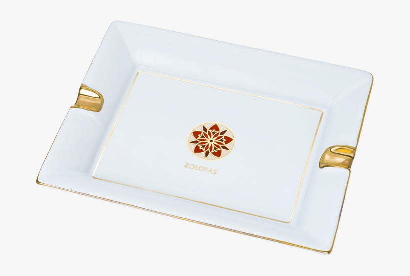 Large "centaurea" Porcelain Ashtray With Gold Border - Serving Tray, transparent png #6368031