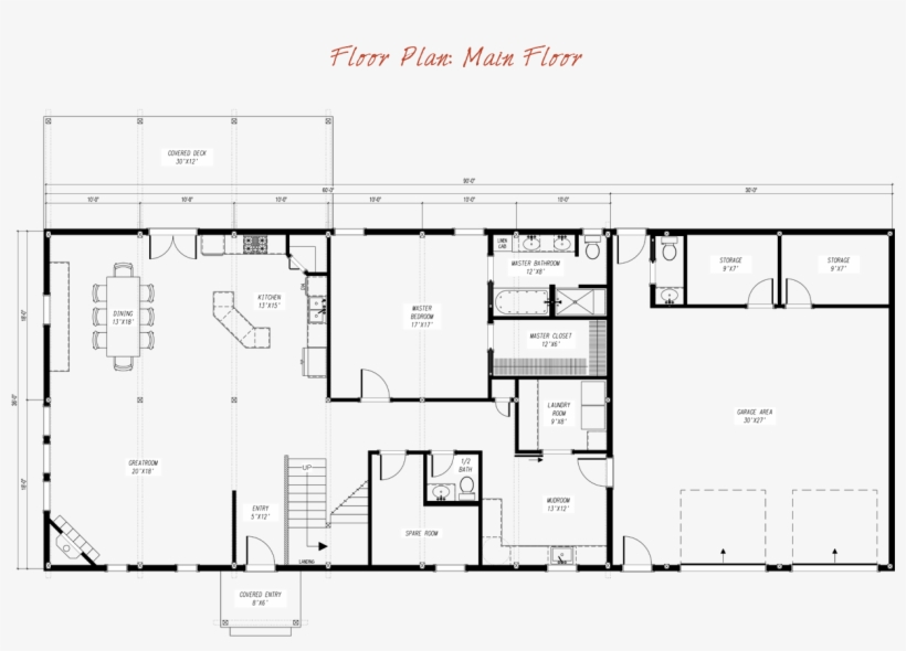 Pre-designed Combination Garage Barn Home Main Floor - House, transparent png #6369709