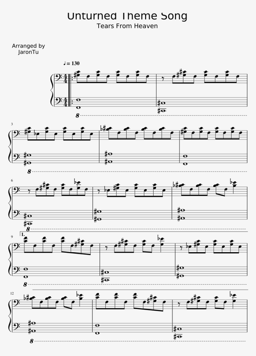 Unturned Theme Song - Matador By Carolyn Miller - Piano Solo Sheet Music, transparent png #6372227