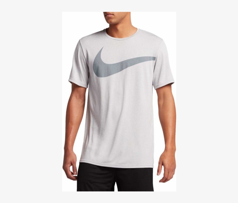 Nike Men's Dry Breathe Graphic Off White/grey T Shirt - Nike Breathe Swoosh Kortermet Treningstrøye For Herre, transparent png #6375166
