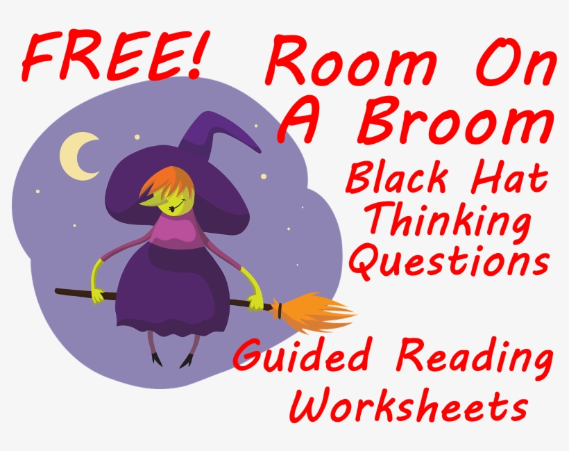 Free Black Hat Reading Questions For Room On The Broom - วาด รูป แม่มด ขี่ ไม้กวาด, transparent png #6375414