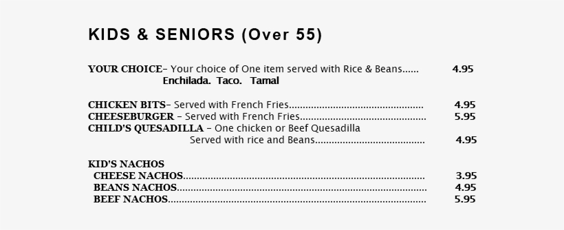 Kids & Seniors Your Choice- Your Choice Of One Item - Enchilada, transparent png #6380613