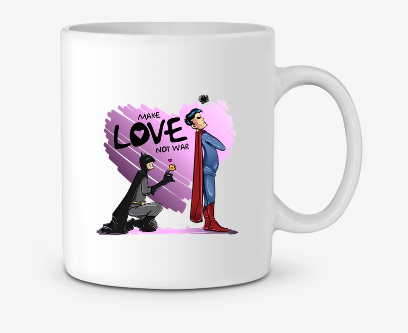 Mug En Céramique Make Love Not War Par Teeshirt-design - Tote-bag Make Love Not War (batman Vs Superman) Par, transparent png #6384362