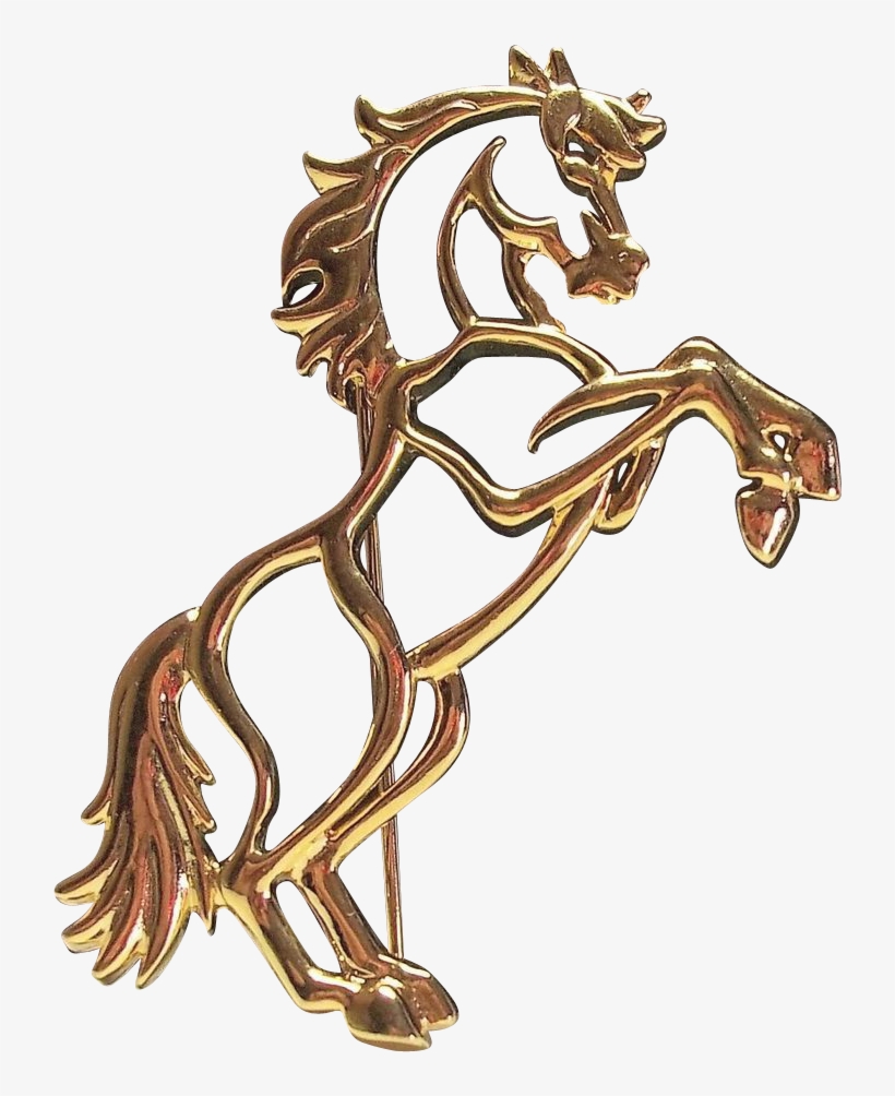 Jj Horse Pin Outline Gold Tone Jonette - Stallion, transparent png #6385138