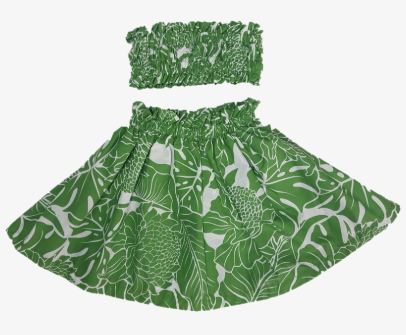 2t-3t Hula Outfit Girl Costume Skirt And Top Green/white - 2t-3t Hula Girl Outfit Costume Skirt And Top Green/white, transparent png #6389106