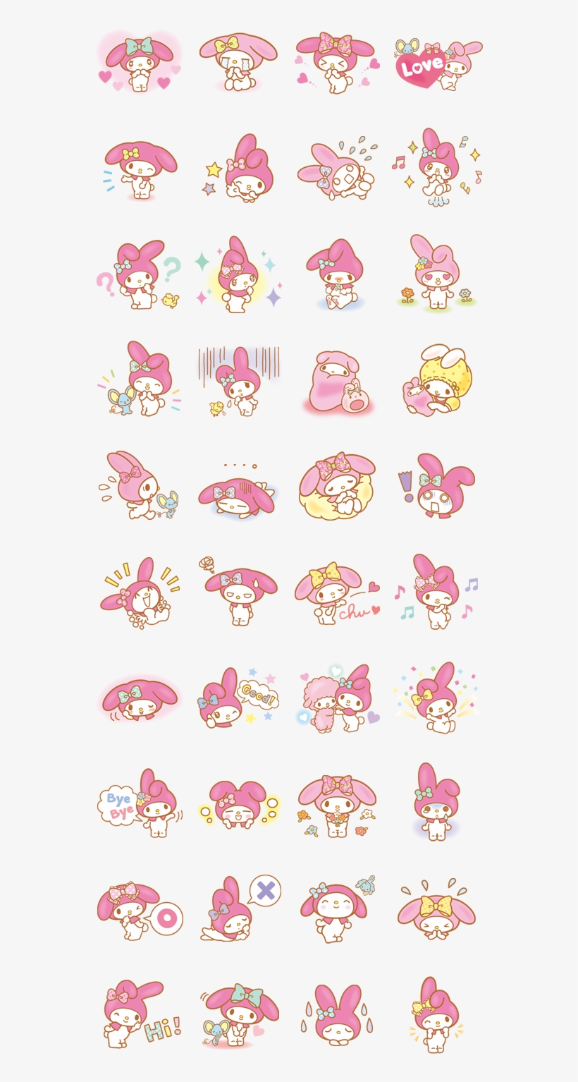 My Melody By Sanrio - My Melody Line Stickers, transparent png #6389563