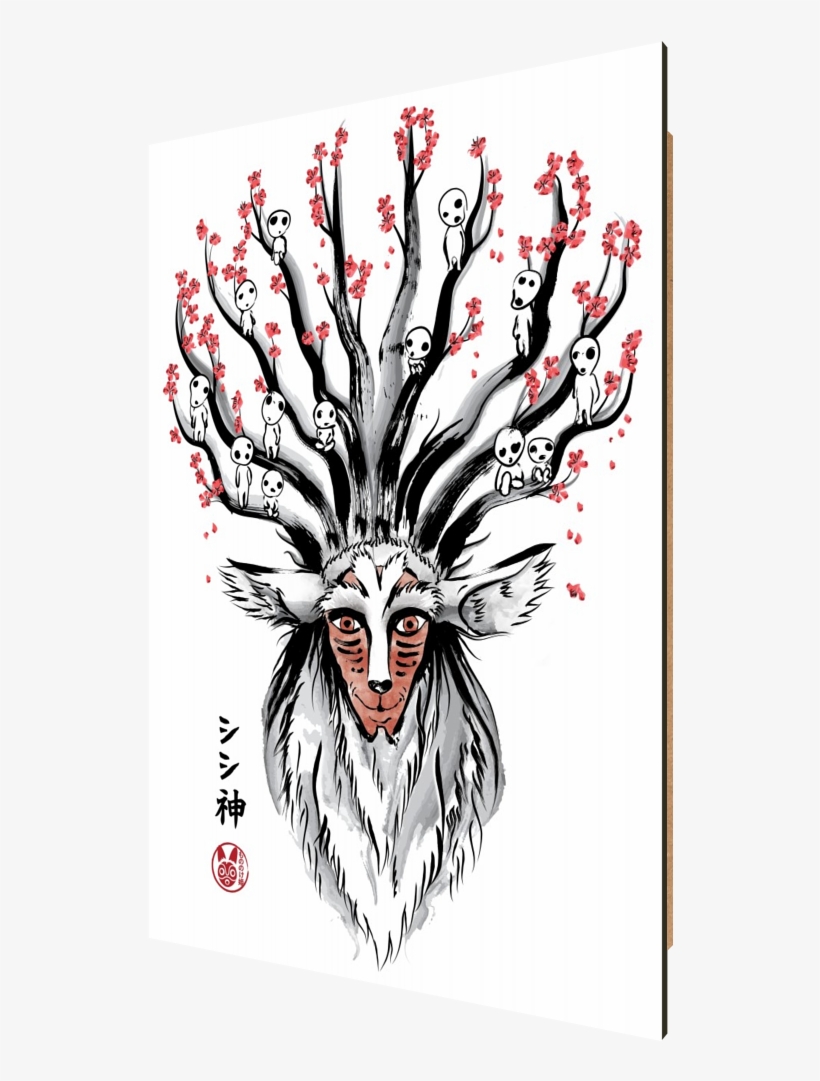 The Deer God Sumi-e, Kodama, Mononoke, Mononoke Hime, - Best Gift - Canvas The Deer God Hoodie/t-shirt/mug, transparent png #6392747