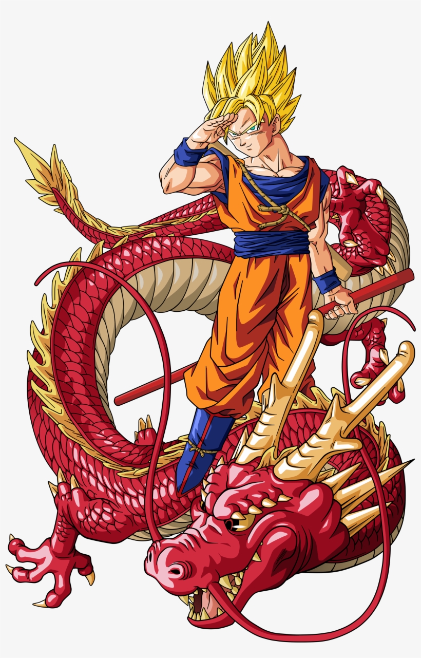 Goku With Red Dragon, transparent png #6392786