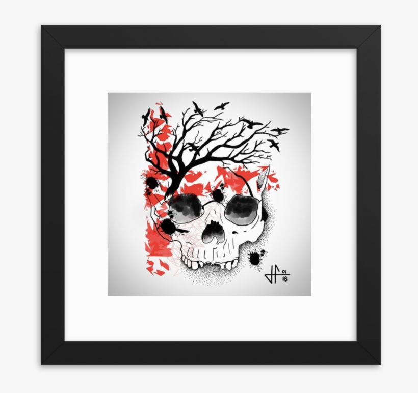 Jfa Bird Skull Framed Photo Paper Poster - Pillow, transparent png #6396479
