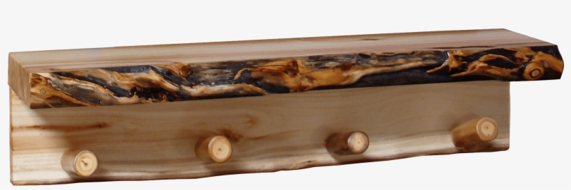 36"w Gnarly Aspen Thick Wall Shelf W/ Hooks - Book, transparent png #6396593