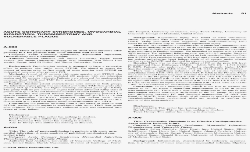 Acute Coronary Syndromes, Myocardial Infarction, Thrombectomy - Document, transparent png #6396646