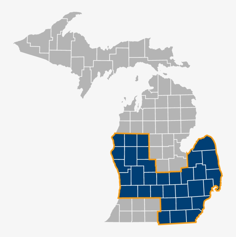 An Image Of The State Of Michigan With Counties Covered - Michigan Party Affiliation By County, transparent png #640261