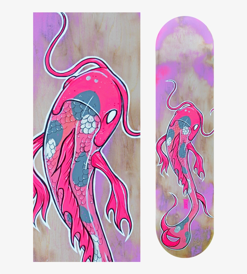 Pink Koi Fish Board - Koi, transparent png #640560