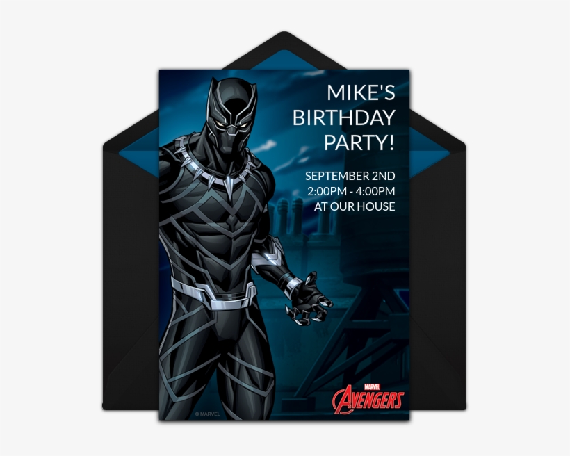 Avengers Black Panther Online Invitation - Black Panther Party Invitations, transparent png #641803