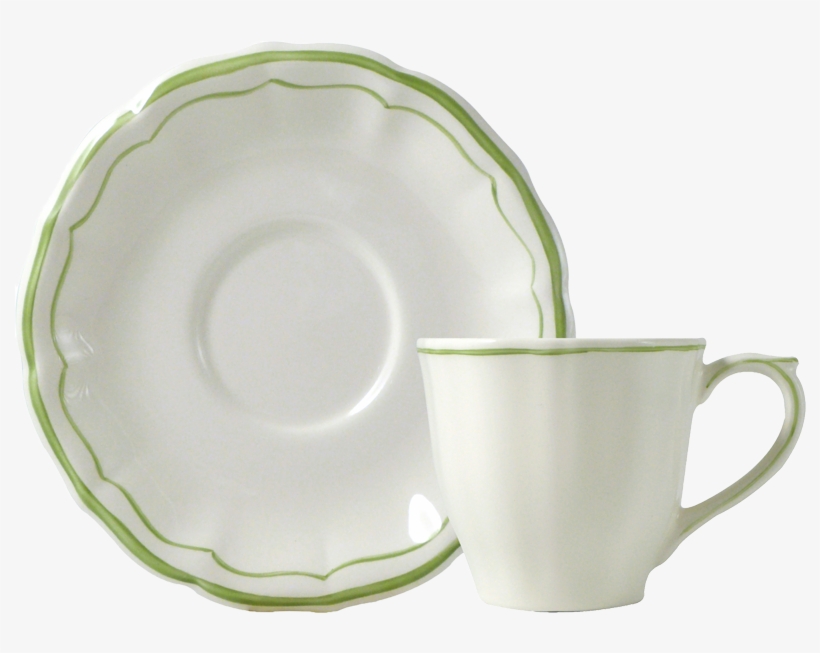 2 Tea Cup & Saucer - Gien Filet Vert Us Tea Cup & Saucer, transparent png #642625