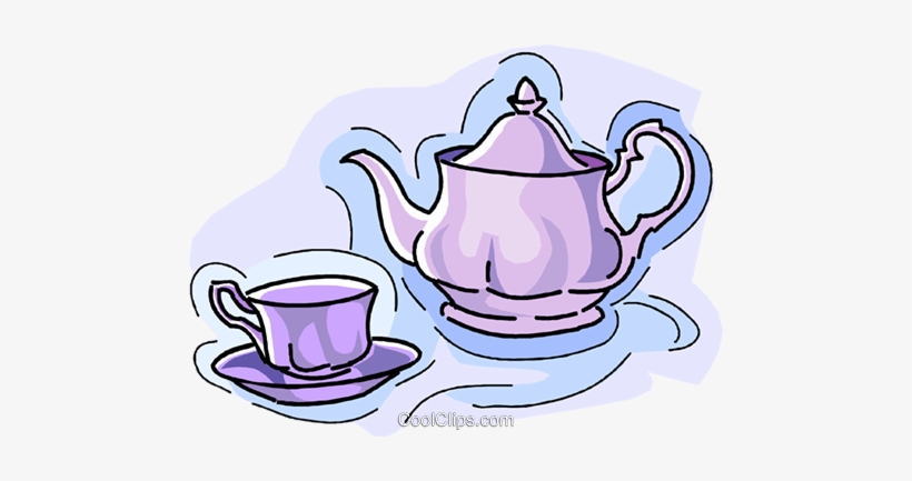 Teapot With Teacup Royalty Free Vector Clip Art Illustration - Tea Cup And Saucer Clipart, transparent png #643106