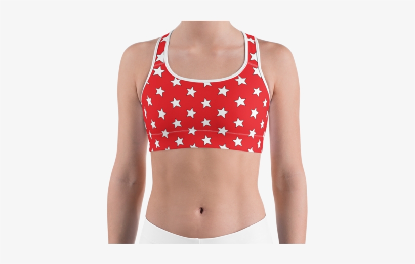 Red & White Stars Sports - Sports Bra, transparent png #643178