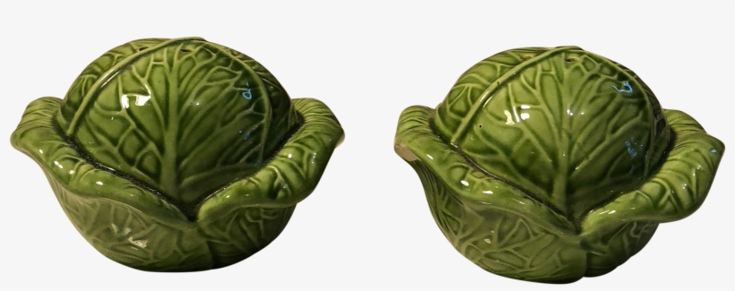 Vintage Majolica Cabbage Salt & Pepper Shakers - Cabbage Salt & Pepper, transparent png #643318