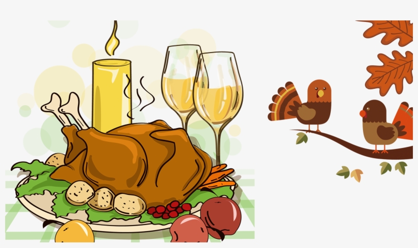 Turkey Meat Thanksgiving Dinner Cartoon - Happy Thanksgiving Turkey Dinner, transparent png #643473