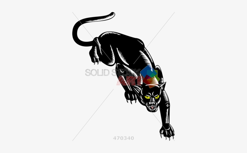 Stock Illustration Of Old Fashioned Cartoon Drawing - Panther Vector, transparent png #644045