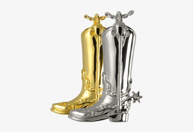 Silver And Gold Cowboy Boot For Ashes - Memorial Gallery 3312p Cremation Jewelry Cowboy Boot, transparent png #644609