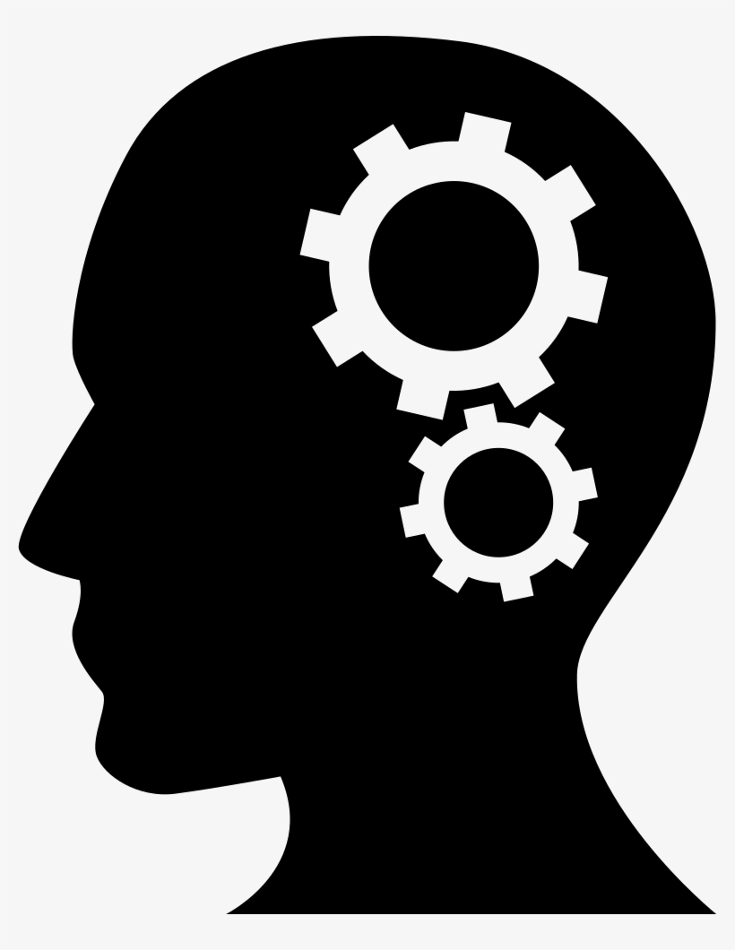 Human Head Silhouette With Cogwheels Comments - Cabeza Con Engranajes Png, transparent png #644652