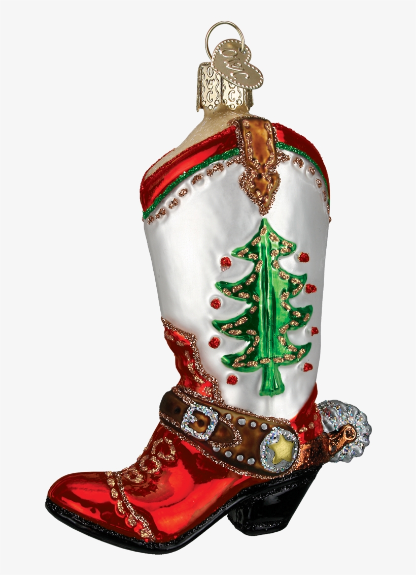 Cowboy Boot - Christmas Cowboy Boot Glass Ornament By Old World Christmas, transparent png #645861