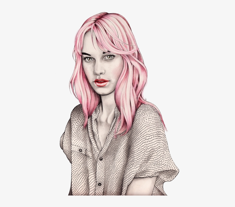 Hahaha She Makes That Pink Hair Look Really Pretty - Drawing, transparent png #647166