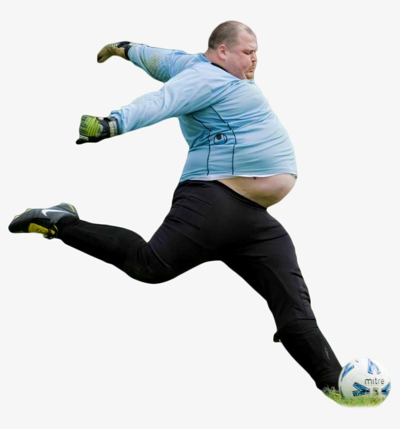 Graceful Majestic Large Fat Man Kicking Soccer Ball - Fat Boy Playing Football, transparent png #648864