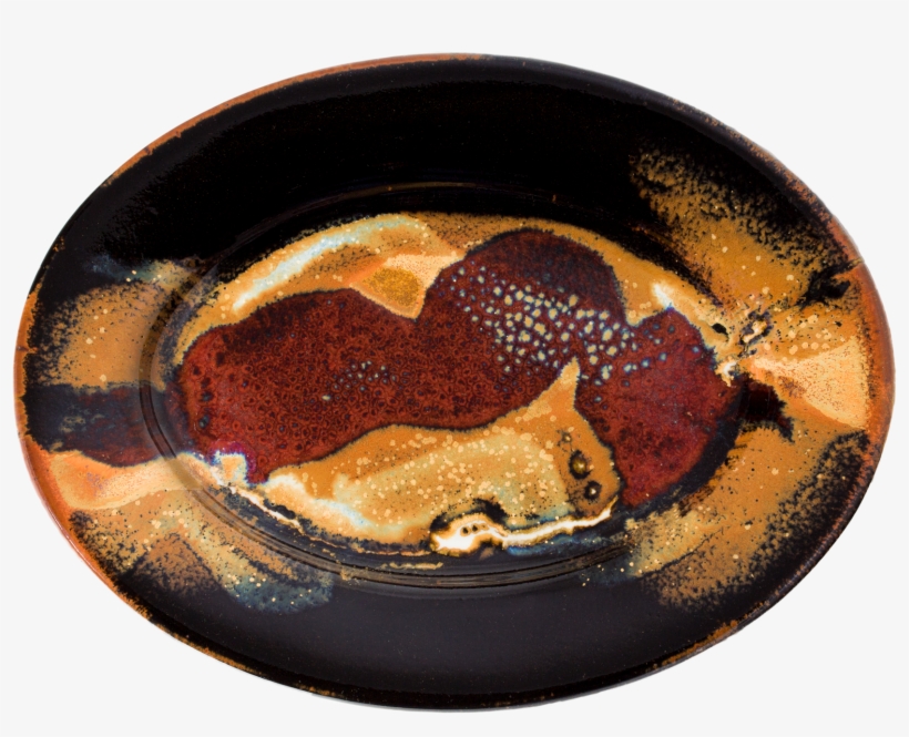 Overhead View Red And Black Oval Plate Handmade Pottery - Pottery, transparent png #648879