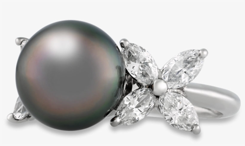 Tahitian Pearl & Diamond Ring - Tahitian Pearl, transparent png #6401260