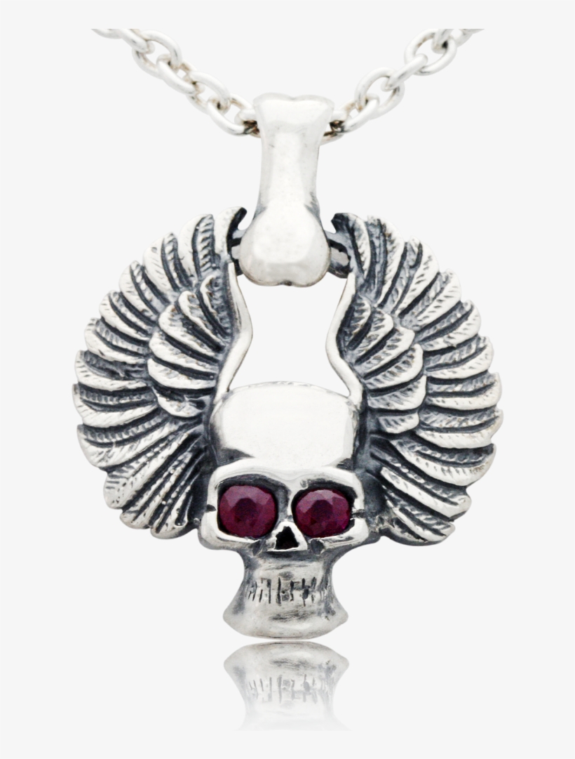 Jewellery - Mavastyle Sterling Silber Skull-anhänger Mit Rubin-augen, transparent png #6402705