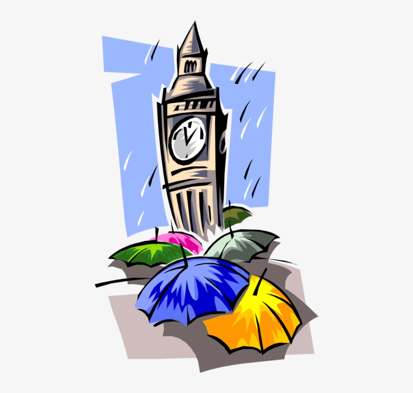 Vector Illustration Of Big Ben Clock Tower Palace Of, transparent png #6404292