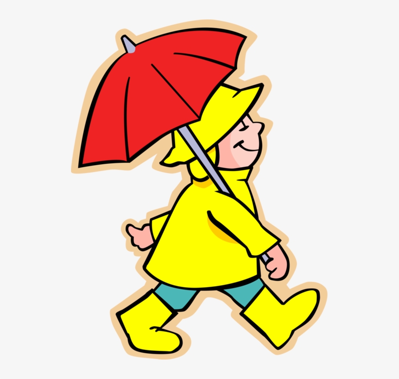 Vector Illustration Of Primary Or Elementary School - Desenho Menino Com Guarda Chuva, transparent png #6404457
