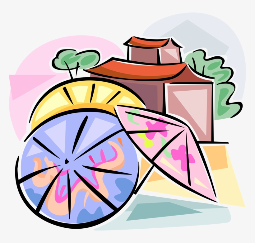Vector Illustration Of Chinese Umbrella Or Parasol - Japanbargain S-2165 Japanese Chinese Umbrella Parasol, transparent png #6404588