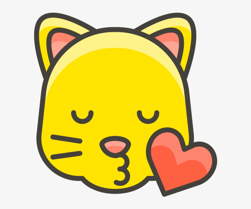 Kissing Cat Face Emoji - Yellow Cat Face Drawing, transparent png #6406981