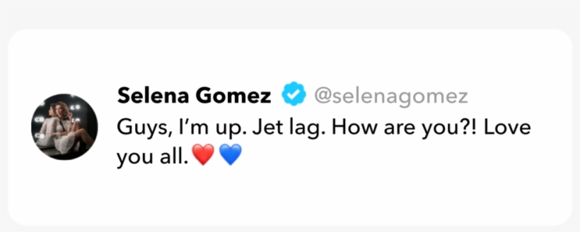 Selena Gomez Tweet On Jet Lag, transparent png #6409825