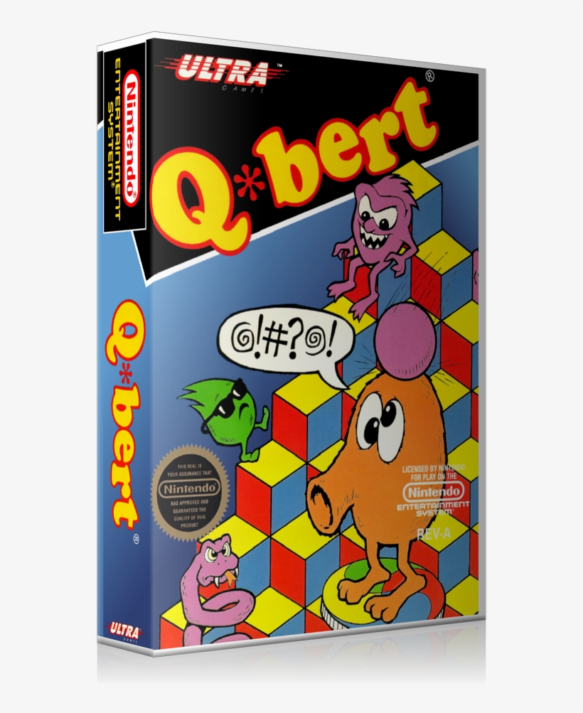 Nes Q Bert Retail Game Cover To Fit A Ugc Style Replacement - Mighty Bomb Jack [nintendo Nes], transparent png #6413800