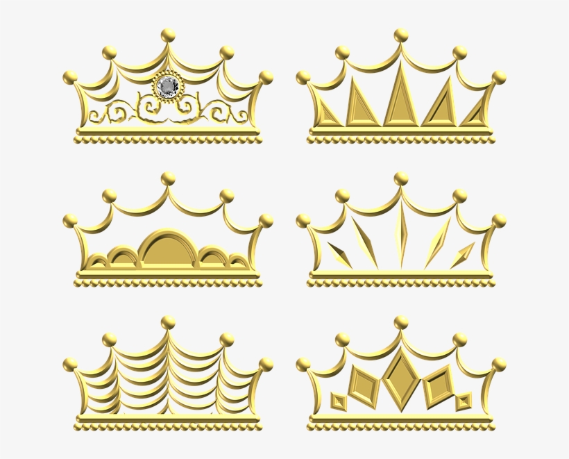 Gold, Crown, Ornate, Metal, Ornament, Decoration, Set - Gold, transparent png #6418667