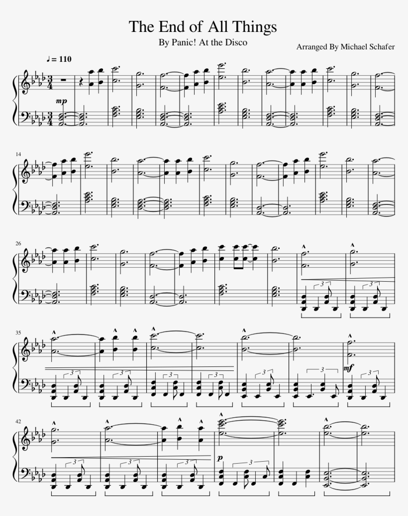 The End Of All Things By Panic At The Disco Sheet Music - Vixx Lr Beautiful Liar Piano Sheet Music, transparent png #6419829