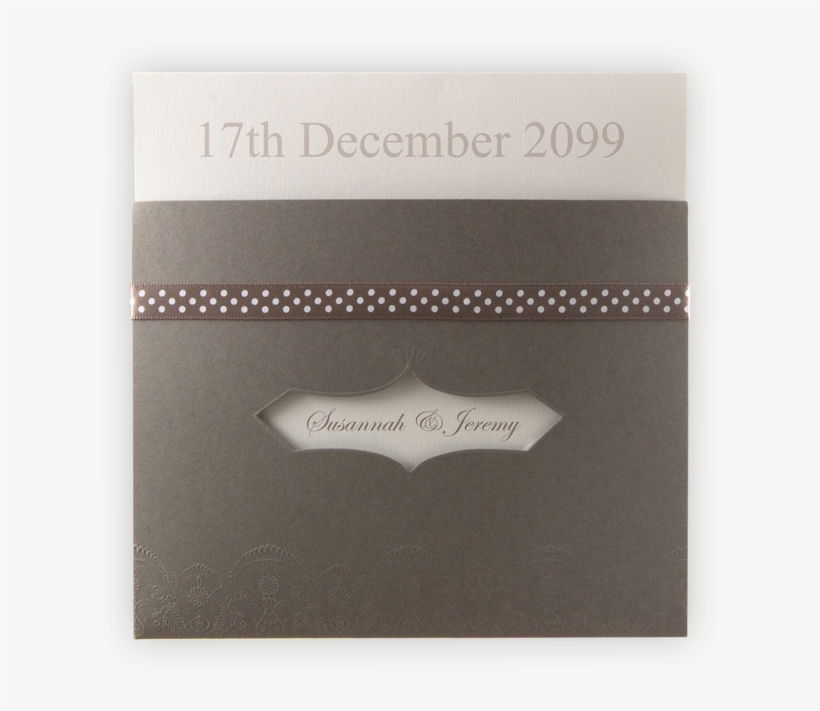 Creative Wedding Invitation Taupe Pocket And Ribbon - Label, transparent png #6420591
