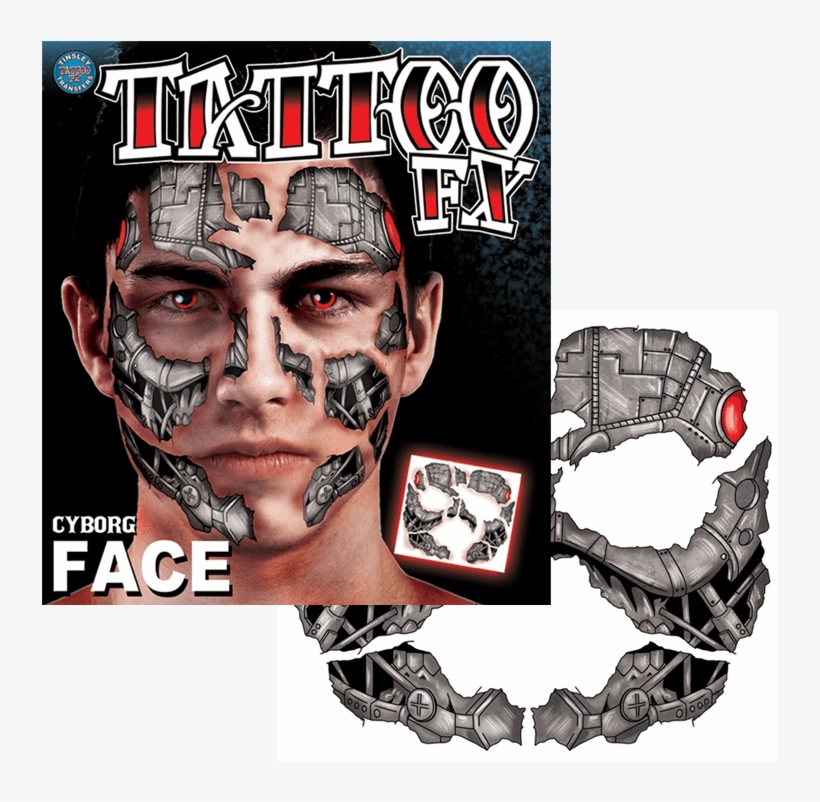 Tinsley Transfers Cyborg Face Tattoo Fx, transparent png #6421333