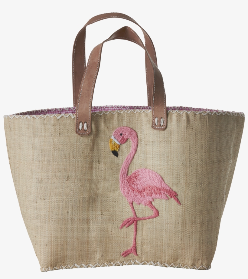 Gorgeous Flamingo Bag By Rice Dk Coming To Www - Large Natural Shopping Bag With Pink Flamingo Embroidery, transparent png #6421806