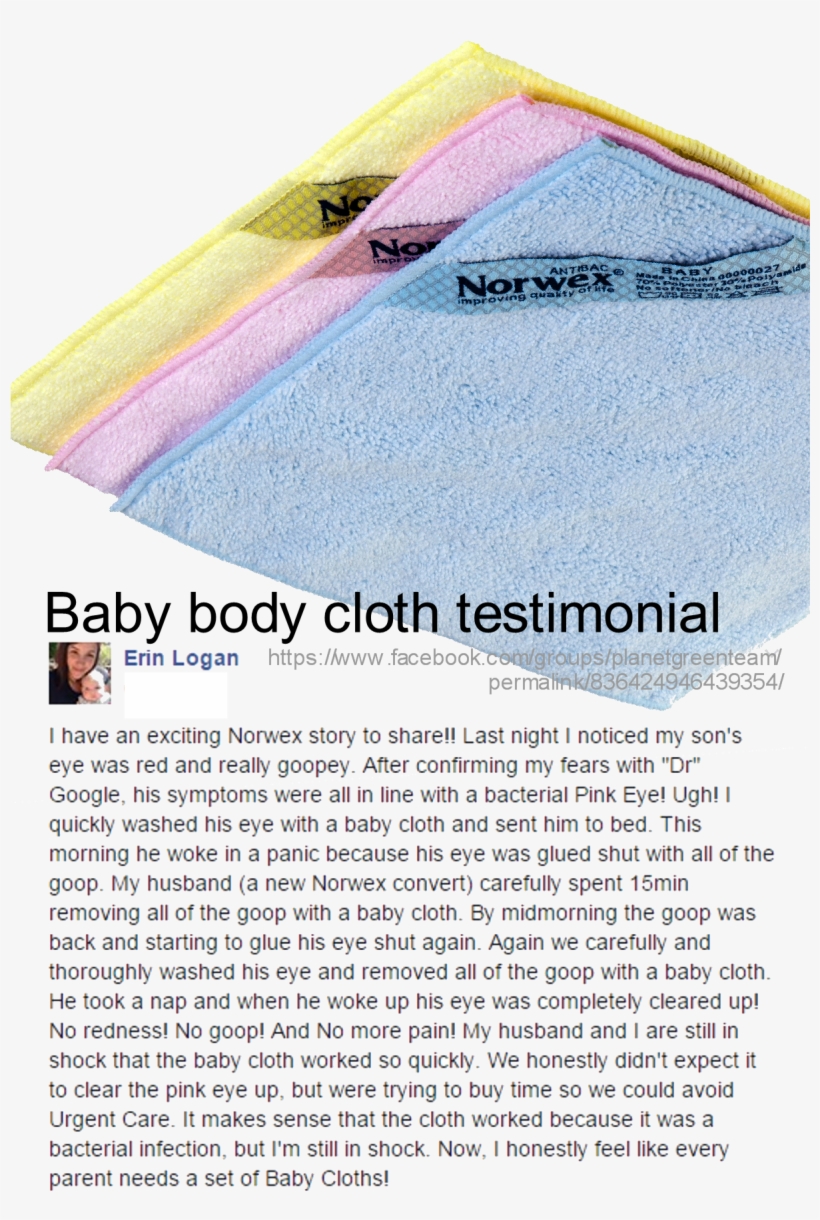 Email Me Help@nontoxicnj - Norwex Baby Microfiber Set Of 3 Pack Wash Cloths - Free Transparent PNG Download -