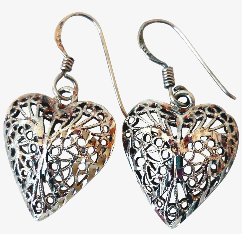 Sterling Silver Filigree Heart - Sterling Silver Filigree Heart Earrings, transparent png #6423980