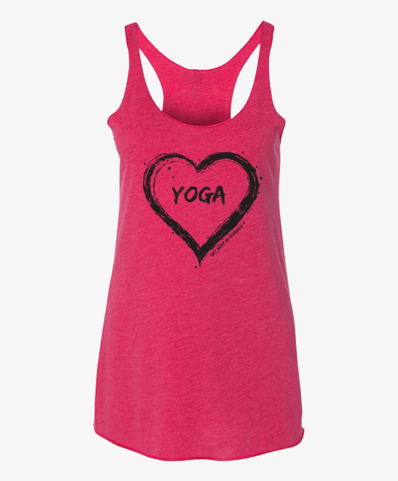 Heart Yoga Vintage Shocking Pink Raceback Tank Top - Shirt, transparent png #6424282