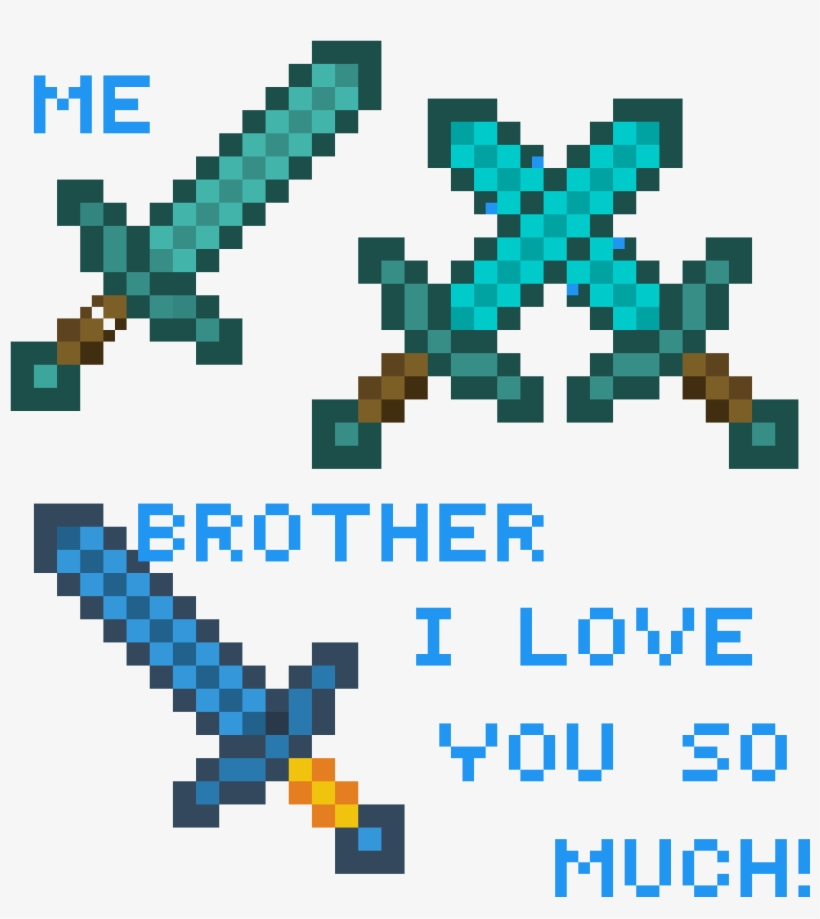 Me And Brother On Minecraft With Swords - Minecraft Diamond Sword, transparent png #6427324