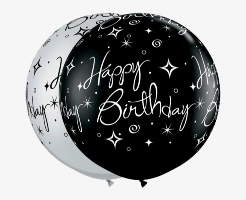 Birthday Sparkles & Swirls - 30" Black And Silver Happy Birthday Sparkles, transparent png #6427807
